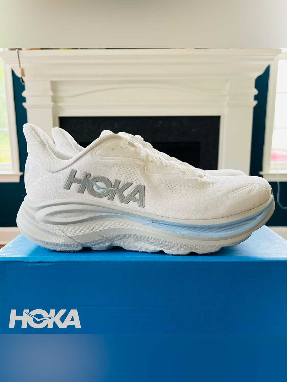 Hoka One One HOKA Clifton 10 Men’s Running Shoes White/Glacier Blue 1162030/WTGL